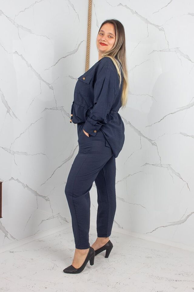 Büyük Beden Lily Lacivert Modal Pamuklu Alt Üst Takım