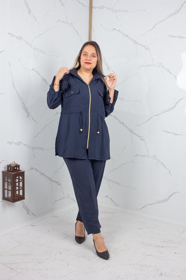 Büyük Beden Lily Lacivert Modal Pamuklu Alt Üst Takım