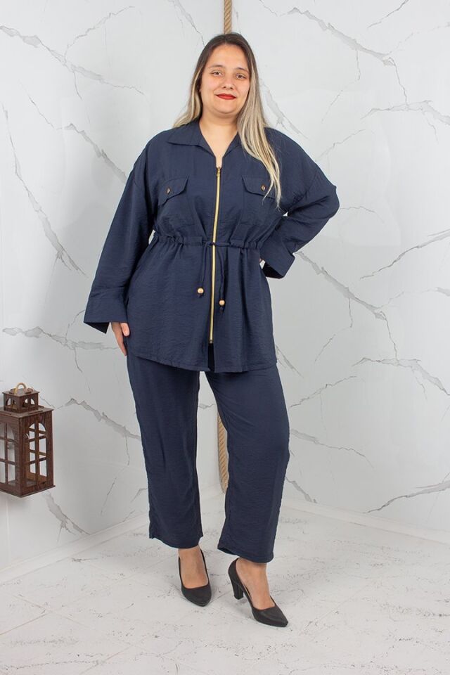 Büyük Beden Lily Lacivert Modal Pamuklu Alt Üst Takım