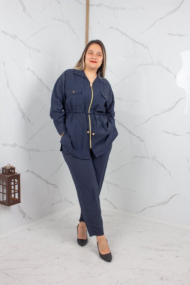 Büyük Beden Lily Lacivert Modal Pamuklu Alt Üst Takım