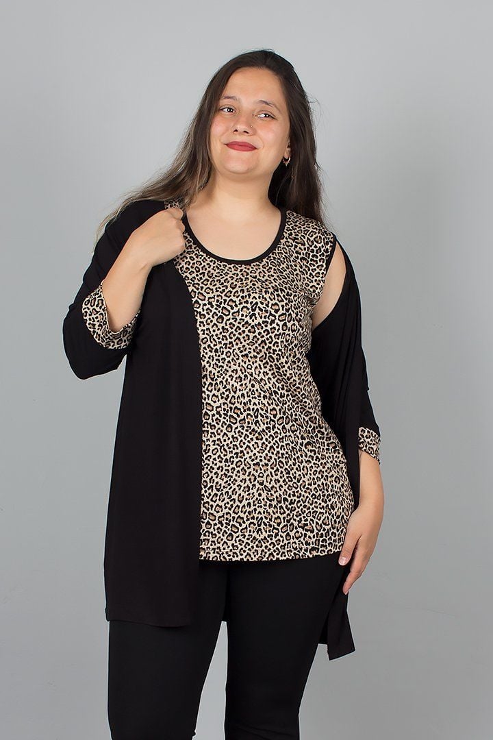 Büyük Beden Bluz Ceket İkili Takım