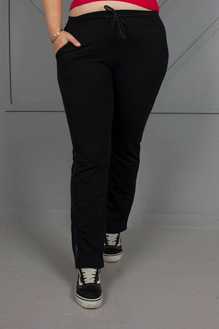 Büyük Beden Yanı Deri Detaylı Eşofman Altı