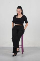 Büyük Beden Bol Paça Pantolon Siyah Pn323