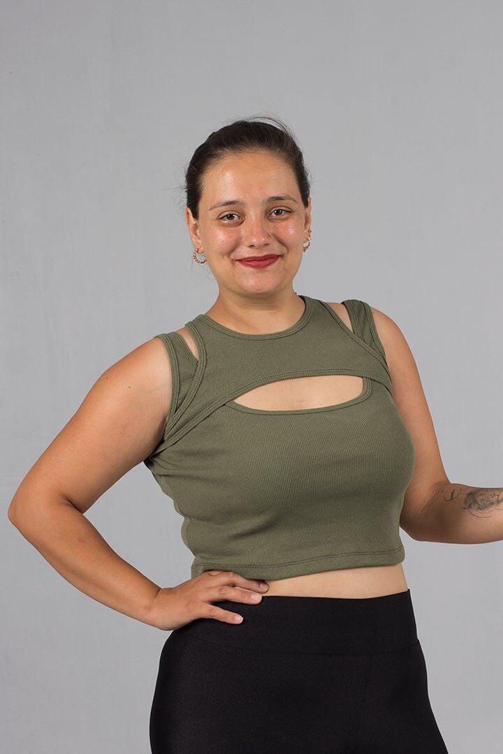 Büyük Beden Haki  Fitilli Crop Top: Tarz ve Rahatlık Bir Arada