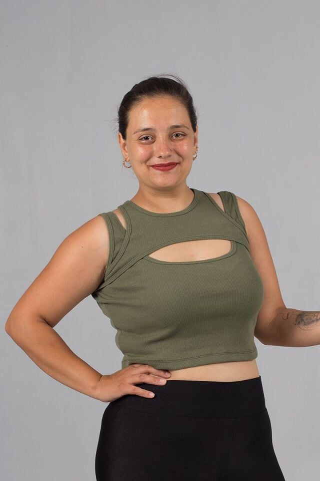 Büyük Beden Haki  Fitilli Crop Top: Tarz ve Rahatlık Bir Arada