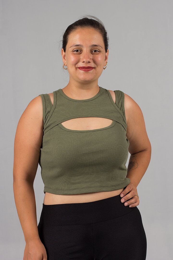 Büyük Beden Haki  Fitilli Crop Top: Tarz ve Rahatlık Bir Arada