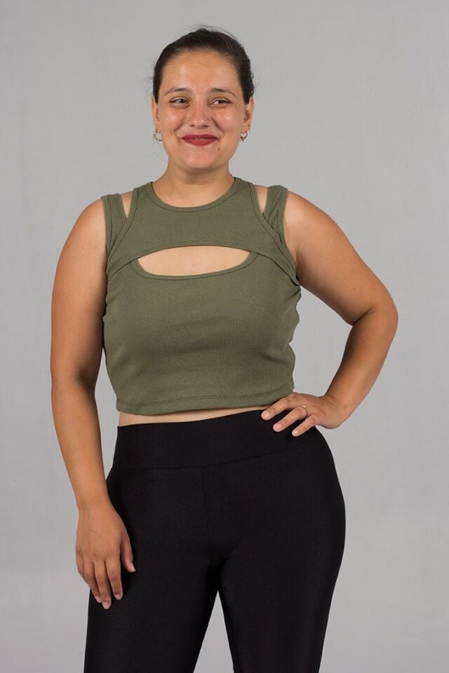 Büyük Beden Haki  Fitilli Crop Top: Tarz ve Rahatlık Bir Arada