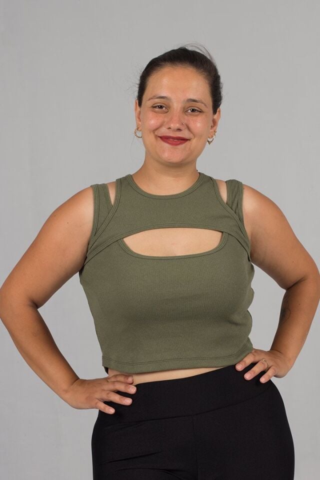 Büyük Beden Haki  Fitilli Crop Top: Tarz ve Rahatlık Bir Arada