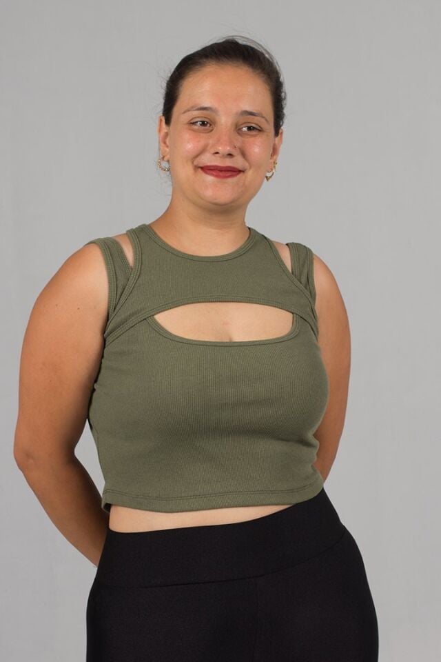 Büyük Beden Haki  Fitilli Crop Top: Tarz ve Rahatlık Bir Arada