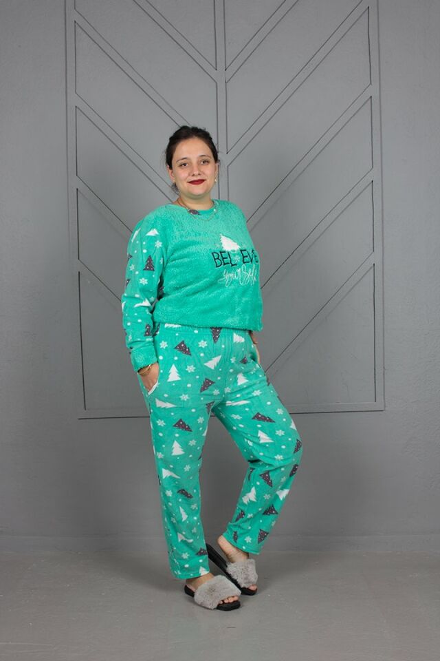 Büyük Beden Desenli Pijama Takım