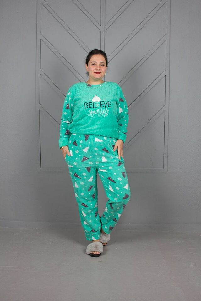 Büyük Beden Desenli Pijama Takım