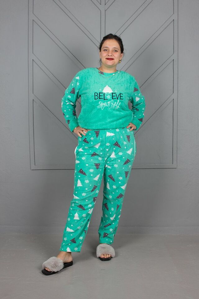 Büyük Beden Desenli Pijama Takım