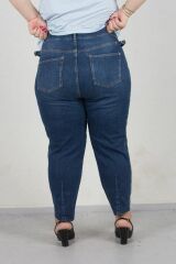 Büyük Beden Kemer Detaylı Mam Jeans Pantolon Mavi Pn320