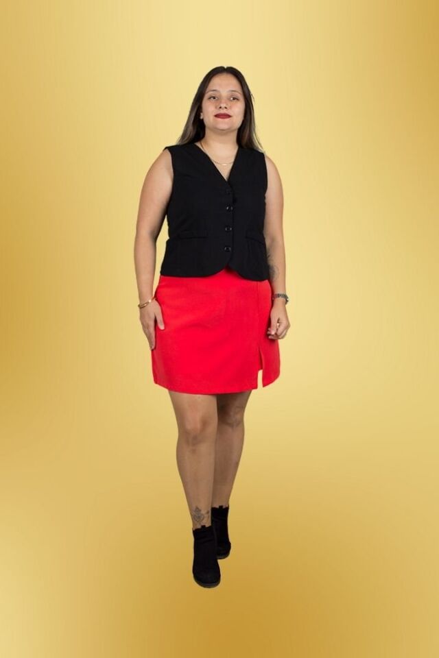 Büyük Beden Kırmızı Şort Etek Şortlu  Modern ve Şık