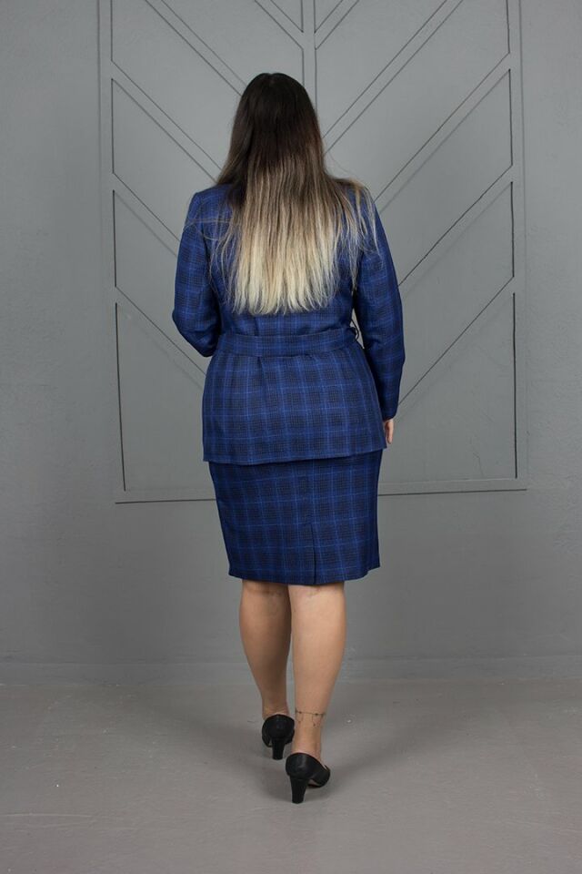 Büyük Beden Astarlı Dabıl Kumaş Ceket Etek Takım