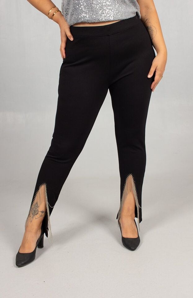 Paça Detaylı Çelik Penye Tayt Yeni Sezon Rahat ve Şık