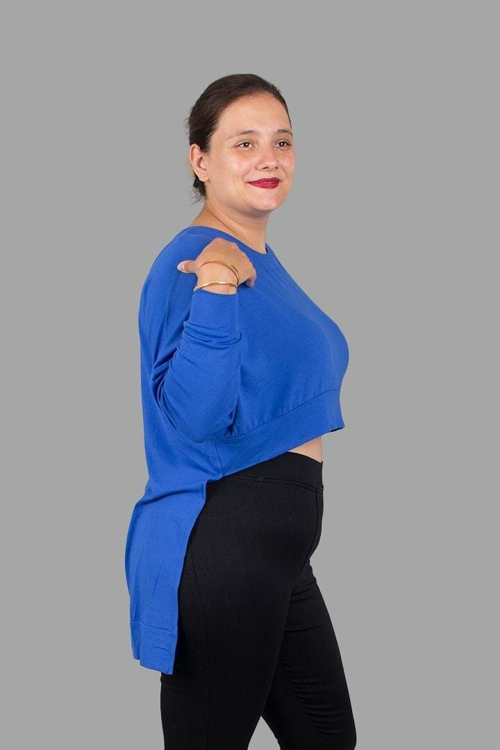 Büyük Beden Ön Uzun Arka Kısa Mavi