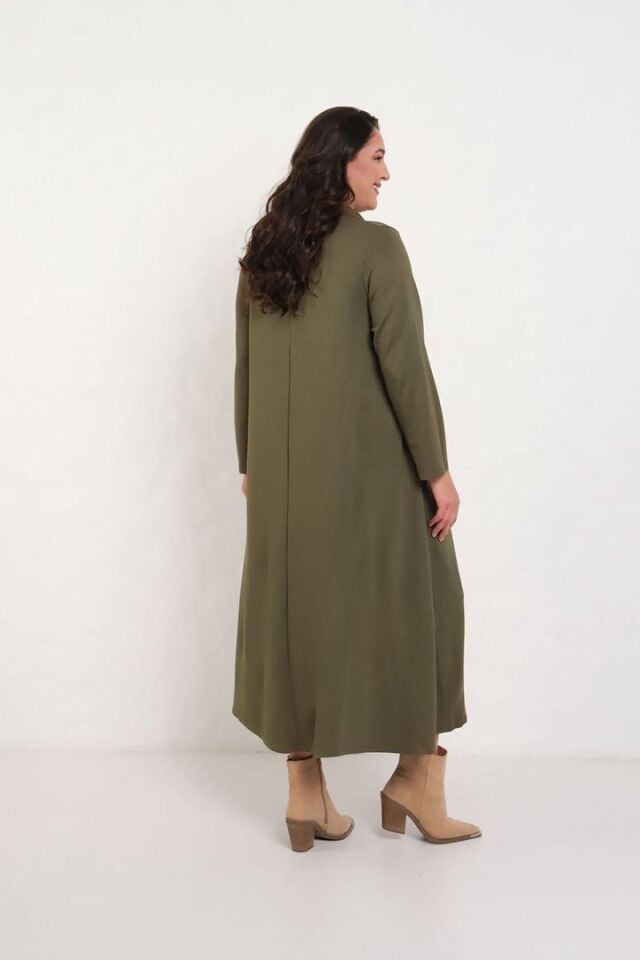 Büyük Beden Gömlek Yaka 2 İplik Pamuklu Salaş Elbise