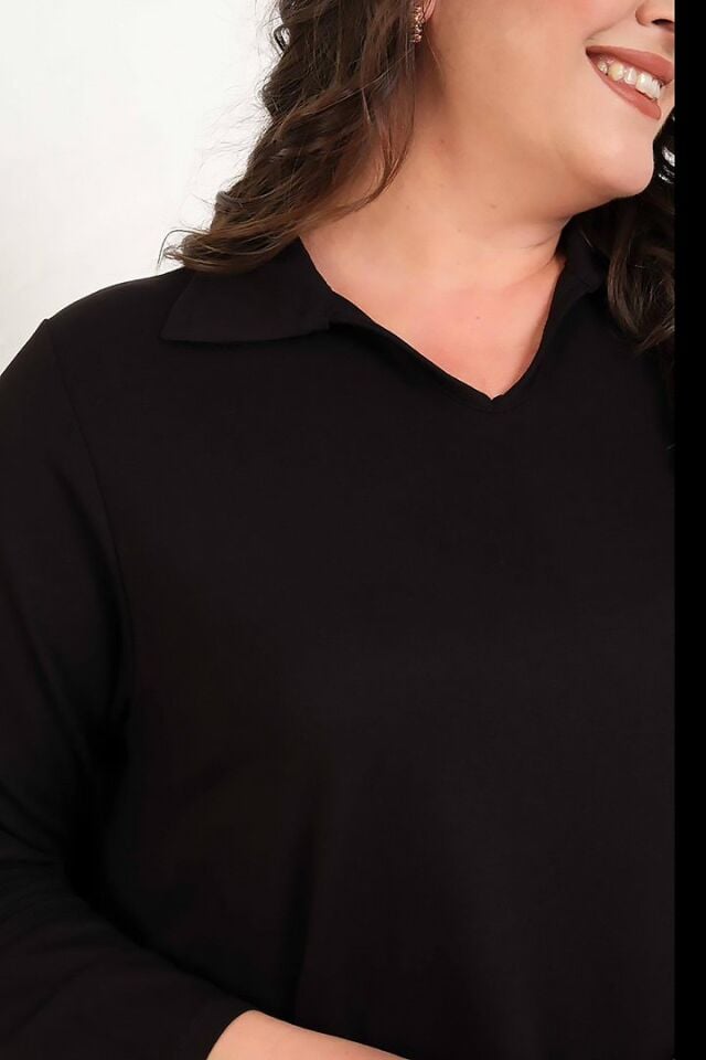 Büyük Beden Polo Yaka 2 İplik Pamuklu Salaş Elbis